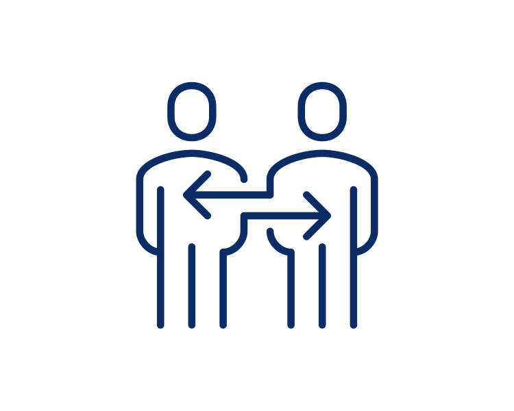 icoon 2 mensen die informatie deleln