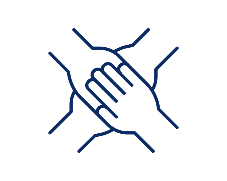 icoon vier handen op elkaar